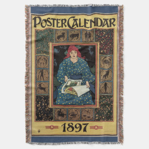 Vintage Art Nouveau, Frau liest Astrologie-Buch Decke