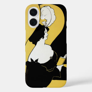 Vintage Art Nouveau, Frau liest ein gelbes Buch iPhone 16 Hülle