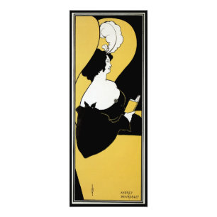 Vintage Art Nouveau, Frau liest ein gelbes Buch Fotodruck