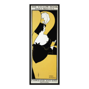 Vintage Art Nouveau, Frau liest ein gelbes Buch Fotodruck