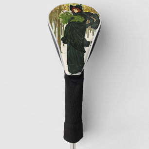 Vintage-Art-Nouveau-Frau-Weihnachten-Plakat-Druck Golf Headcover