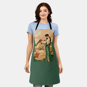 Vintage Art Nouveau Frauen lesen am Meer Schürze