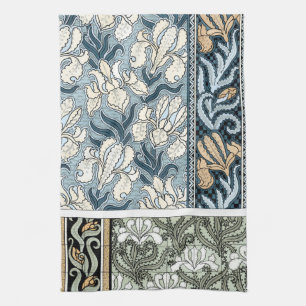 Vintage Art Nouveau, Garten-Schwertlilien-Blumen Geschirrtuch