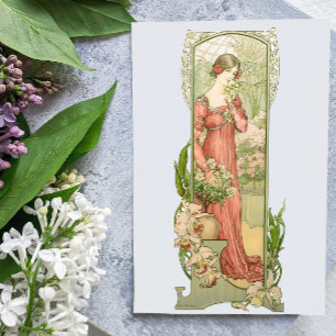 Vintage Art Nouveau Gewächshaus-Lady Elegant Karte