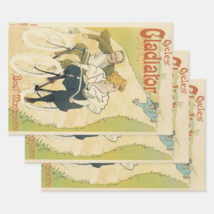 Vintage Art Nouveau, Gladiator Cycles Fahrräder Geschenkpapier Set