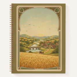 Vintage Art Nouveau Golden Valley Sunrise Journal Notizbuch