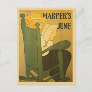 Vintage Art Nouveau Harper's Magazin Juni Postkarte