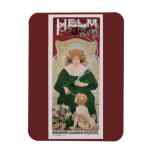 Vintage Art Nouveau Helm Cacao von Privat Livemont Magnet