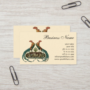 Vintage Art Nouveau Hühner und Hähne Visitenkarte