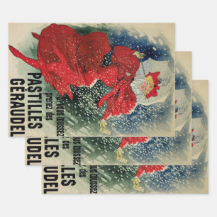 Vintage Art Nouveau-Hustenbonbons Geraudel Geschenkpapier Set