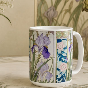 Vintage Art Nouveau Iris botanischer Cottagecore Kaffeetasse