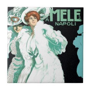 Vintage Art Nouveau, italienische Mode, elegante F Fliese