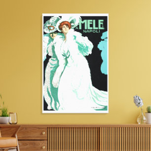Vintage Art Nouveau, italienische Mode, elegante F Leinwanddruck