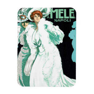 Vintage Art Nouveau, italienische Mode, elegante F Magnet