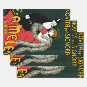 Vintage Art Nouveau, Italienische Mode Liebe Roman Geschenkpapier Set