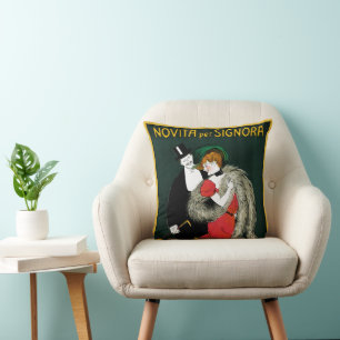 Vintage Art Nouveau, italienische Mode Liebe Roman Kissen