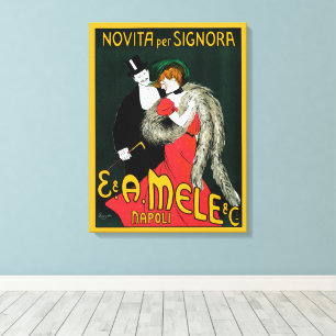 Vintage Art Nouveau, Italienische Mode Liebe Roman Leinwanddruck