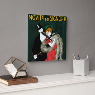 Vintage Art Nouveau, italienische Mode Liebe Roman Quadratische Wanduhr