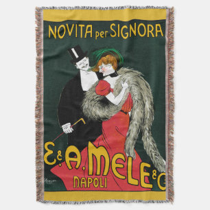 Vintage Art Nouveau, italienische Mode Liebesroman Decke