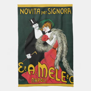 Vintage Art Nouveau, italienische Mode Liebesroman Geschirrtuch