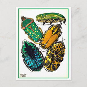 Vintage Art Nouveau Käfer Illustration Postkarte