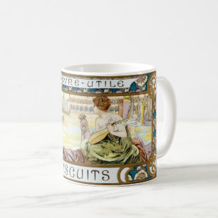 Vintage Art Nouveau Keks-Werbung von Alphonse Much Tasse