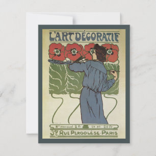 Vintage Art Nouveau, Künstler malt Klatschmohnblum
