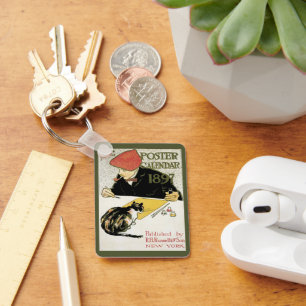 Vintage Art Nouveau, Künstler malt mit Haustierkat Schlüsselanhänger