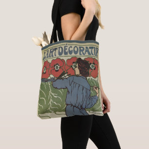 Vintage Art Nouveau, Künstler malt Mohnblumen