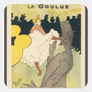 Vintage Art Nouveau, La Goulue von Toulouse Lautre Quadratischer Aufkleber