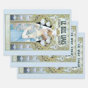 Vintage Art Nouveau Le Bec Liais, Privat Livemont Geschenkpapier Set