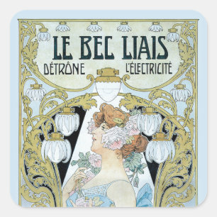 Vintage Art Nouveau Le Bec Liais, Privat Livemont Quadratischer Aufkleber