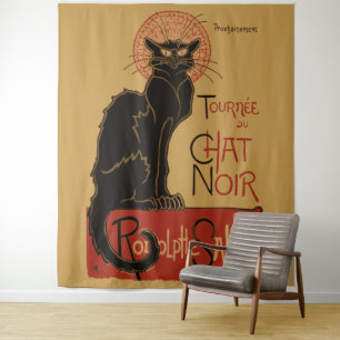 Vintage Art Nouveau Le Chat Noir Schwarze Katze Wandteppich
