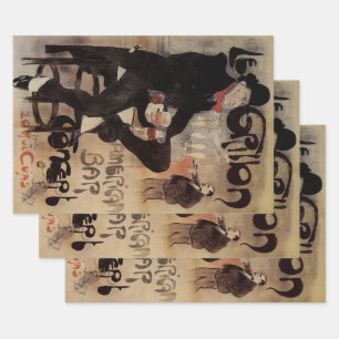 Vintage Art Nouveau Le Grillon, Mann trinkt Bier Geschenkpapier Set