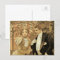 Vintage Art Nouveau Liebe Romanze, Flirt von Mucha