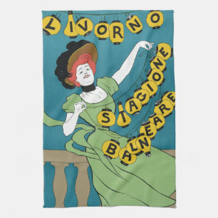 Vintage Art Nouveau, Livorno Senorita beim Tanzen Geschirrtuch