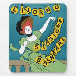 Vintage Art Nouveau, Livorno Senorita beim Tanzen Mousepad