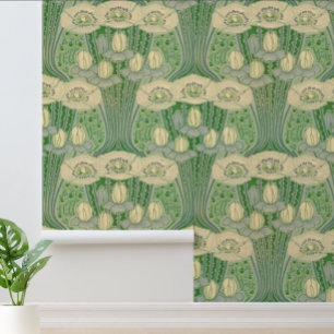 Vintage-Art-Nouveau-Lotus-und-Mohn-Muster Tapete