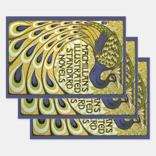 Vintage Art Nouveau, Macmillan's Pfauenfeder Geschenkpapier Set
