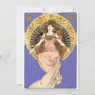 Vintage-Art-Nouveau-Mädchen von Alphonse Mucha Kar Karte