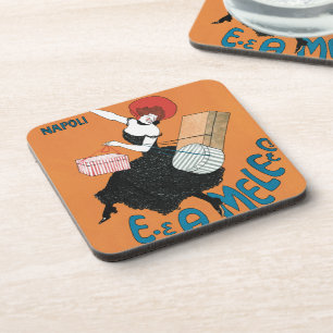 Vintage Art Nouveau Magazzini Italiani von Capiell Getränkeuntersetzer