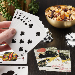 Vintage Art Nouveau, Maler mit Haustierkatze Spielkarten
