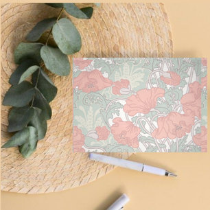 Vintage Art Nouveau Mohn Blumenmuster Post-it Klebezettel