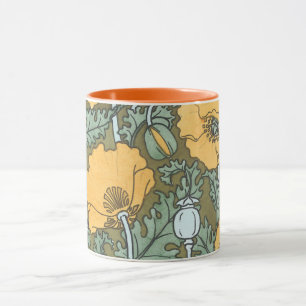 Vintage Art Nouveau, Mohnblumen im Garten Tasse