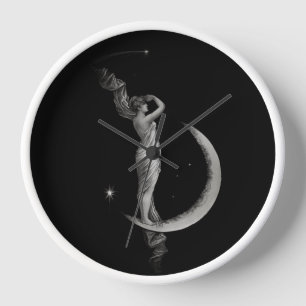 Vintage Art Nouveau Mond Mädchen Uhr