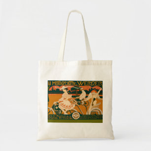 Vintage-Art-Nouveau-Motorradrennplakat Tragetasche