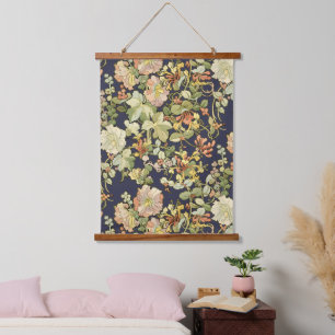 Vintage Art Nouveau Mucha Geißblattmuster Wandteppich Mit Holzrahmen
