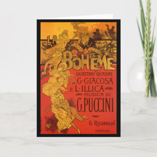 Vintage Art Nouveau Musik, La Boheme Oper, 1896 Karte