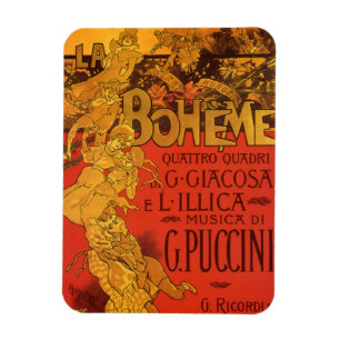 Vintage Art Nouveau Musik, La Boheme Oper, 1896 Magnet