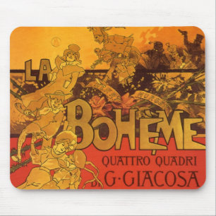 Vintage Art Nouveau Musik, La Boheme Oper, 1896 Mousepad